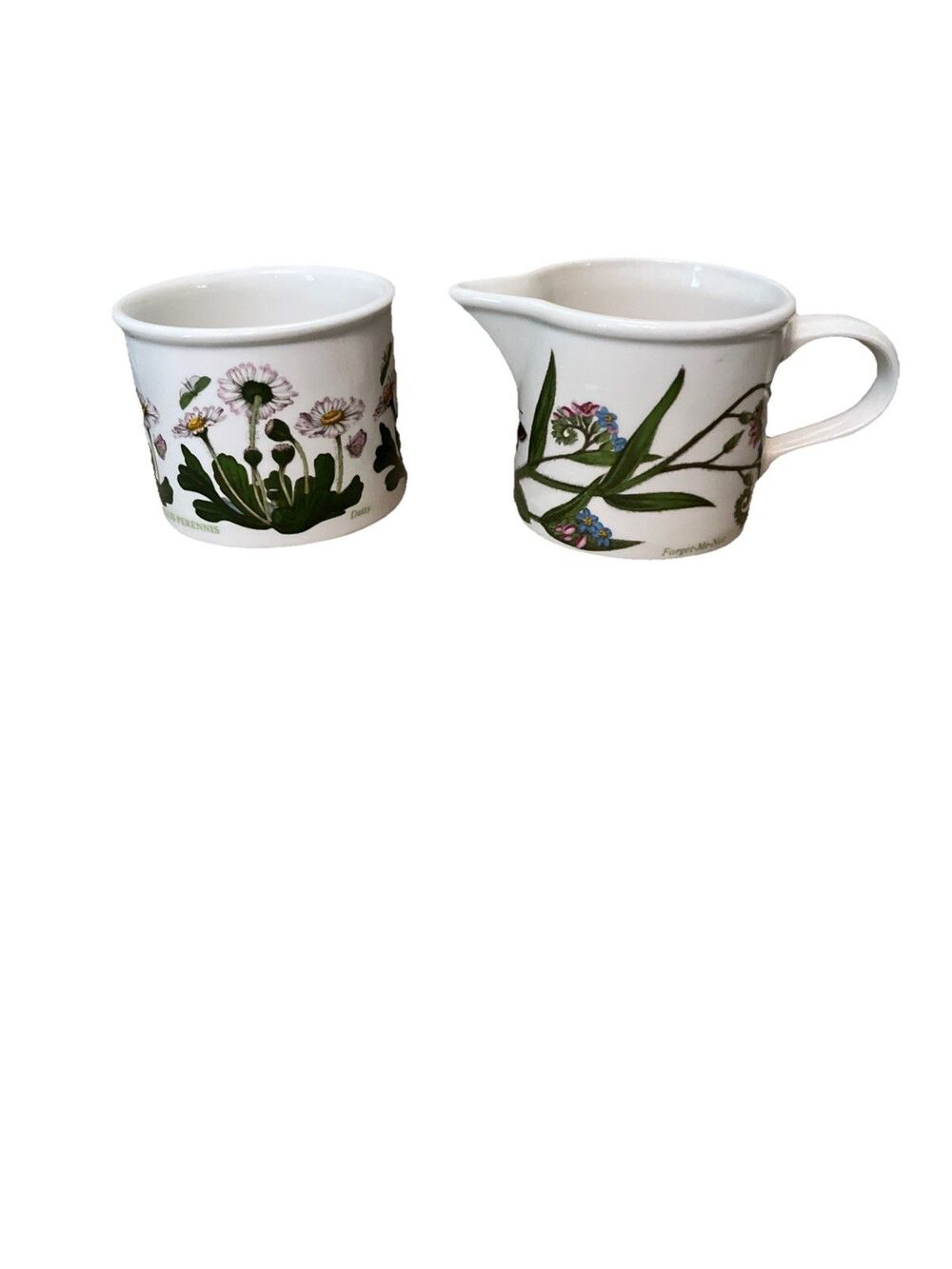 Portmeirion Botanic Garden Forget Me Not Drum Creamer And Daisy Drum Open Sugar